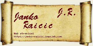 Janko Raičić vizit kartica